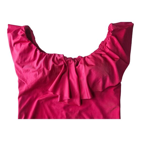 TRINA TURK Women's Size 8 Monaco Ruffle 1 Piece Swimsuit Fuchsia Pink - Picture 5 of 9
